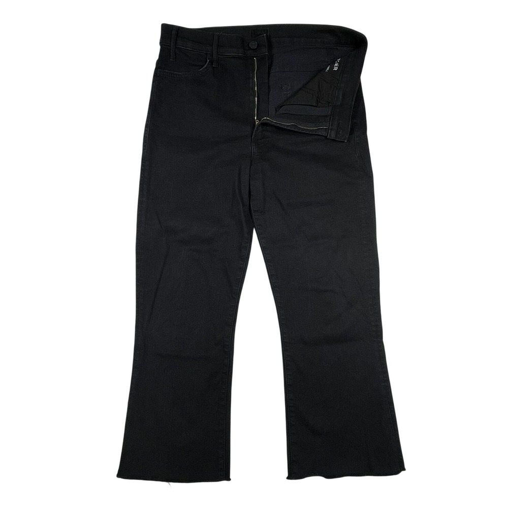 Mother The Hustler Ankle Fray Jeans Women 32x22 Black Not Guilty High Rise Flare